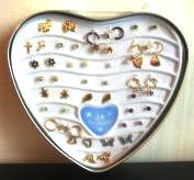 (image for) Set of 24 Earrings Heart Tin - Click Image to Close